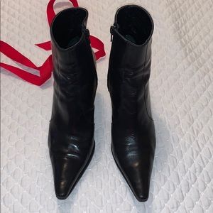 Via Spiga Black Pointed Toe Heeled Boots